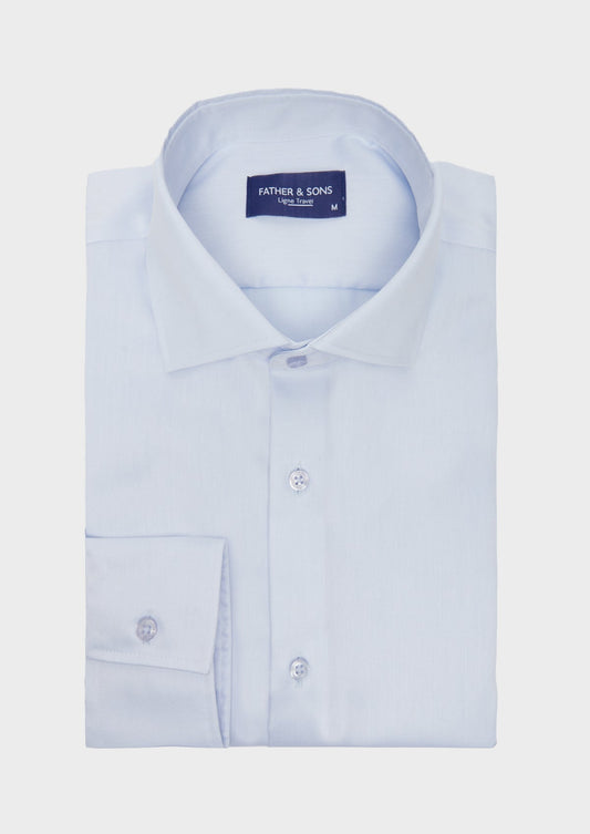 Chemise habillée non-iron Slim en twill de coton uni bleu ciel