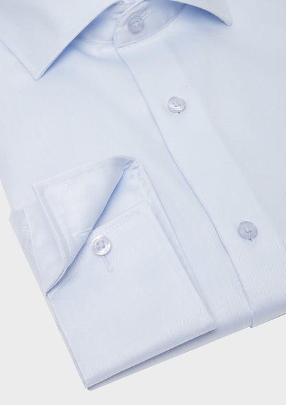 Chemise habillée non-iron Slim en twill de coton uni bleu ciel