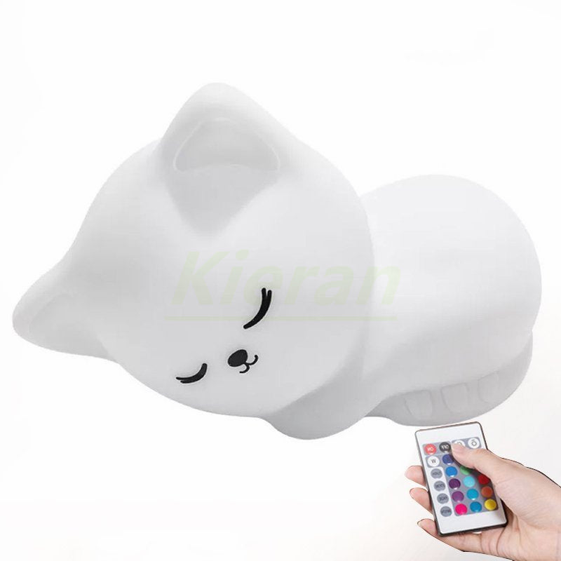 Silicone souple chat sept couleurs LED veilleuses USB Rechargeable enfants bébé enfants lampadaire créatif dessin animé chambre décor lumière